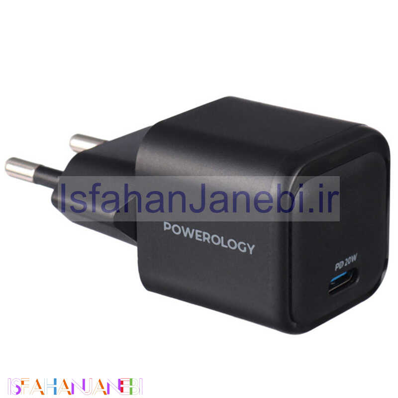 اصفهان جانبی-کلگی فست شارژ Powerology PWCUQC015 PD 3A 20W Type-C