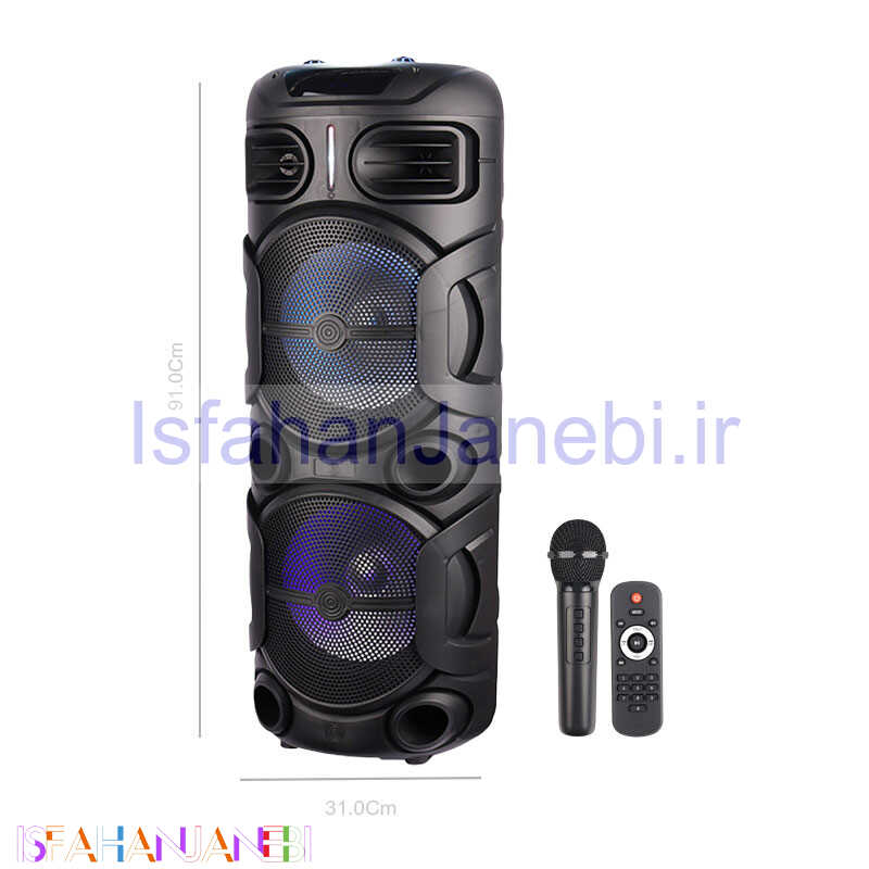 اصفهان جانبی-اسپیکر چمدانی بلوتوثی رم و فلش خور Sing-E ZQS12208 + میکروفون و ریموت کنترل