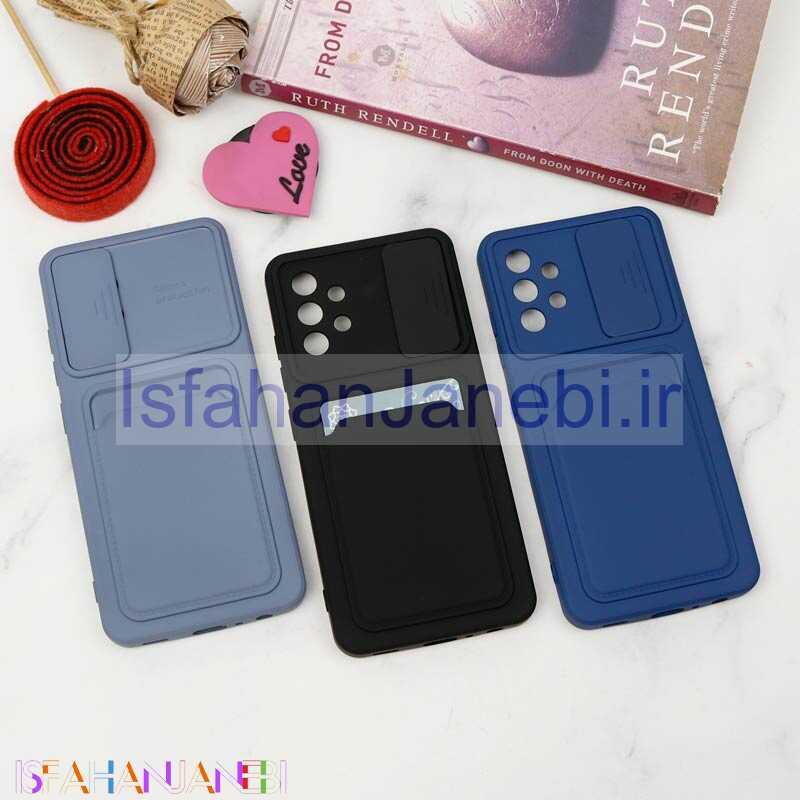 اصفهان جانبی-قاب سیلیکونی محافظ لنزکشویی جاکارتی دار Samsung A32 4G دارک