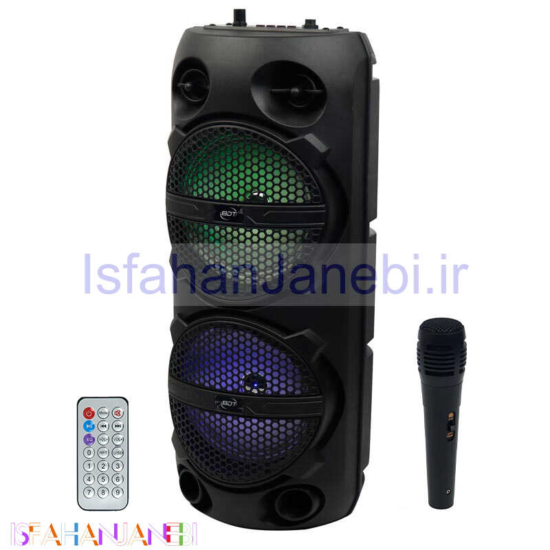 اصفهان جانبی-اسپیکر چمدانی بلوتوثی رم و فلش خور BDT BD-6678 + میکروفون و ریموت کنترل