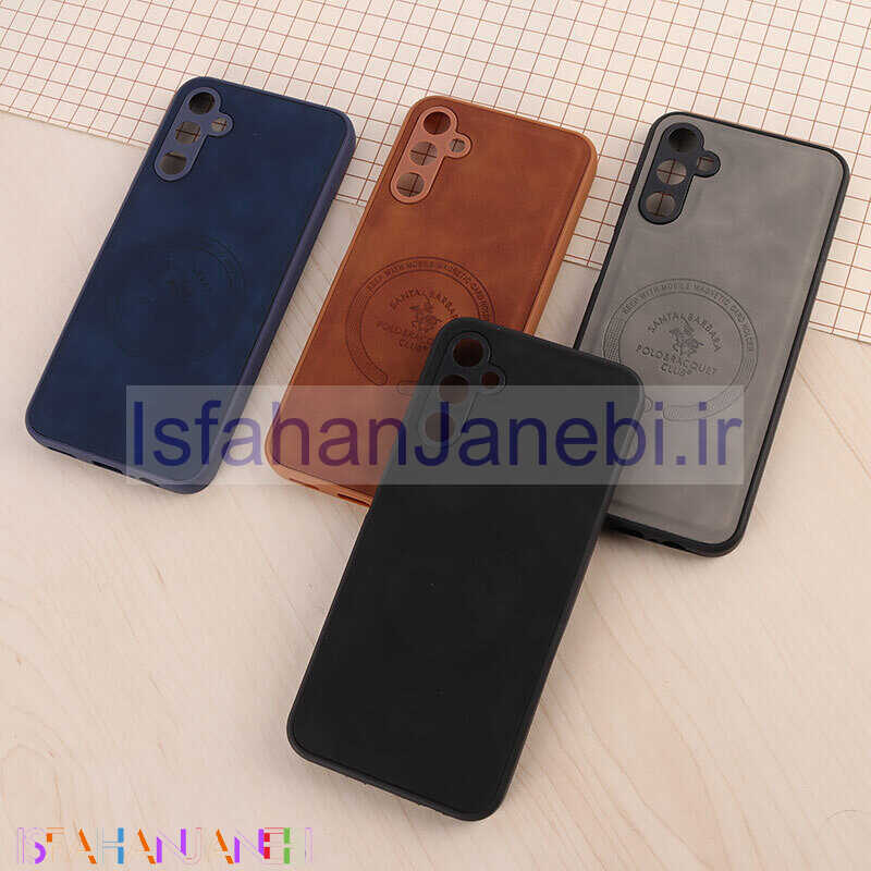 اصفهان جانبی-قاب چرمی Polo & Racquet Club سامسونگ Galaxy A14 4G / A14 5G طرح مگ سیف محافظ لنزدار