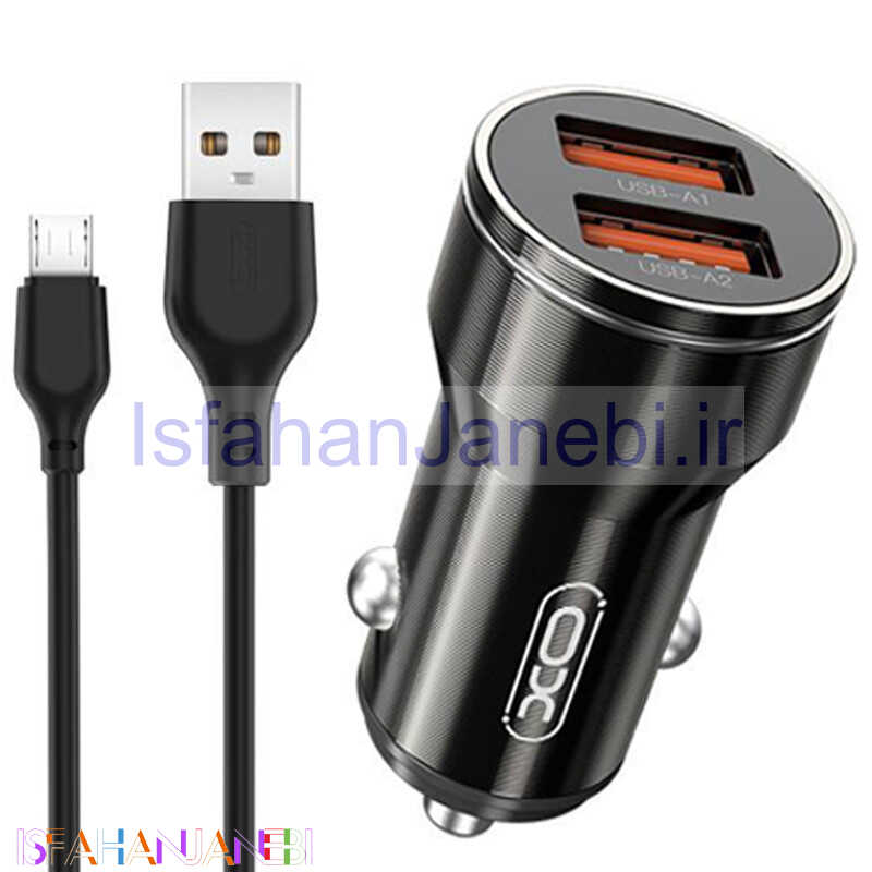 اصفهان جانبی-شارژر فندکی فست شارژ XO XO-CC48 2.4A 12W + کابل میکرو یو اس بی