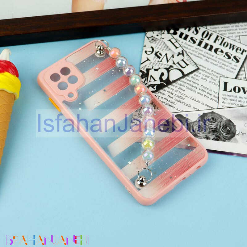 اصفهان جانبی-قاب فانتزی بند مرواریدی محافظ لنزدار Samsung Galaxy A22 4G