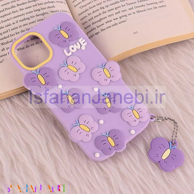 اصفهان جانبی-قاب سیلیکونی ژله ای Vip Max آیفون iPhone 13 / 14 طرح پروانه ای آویزدار