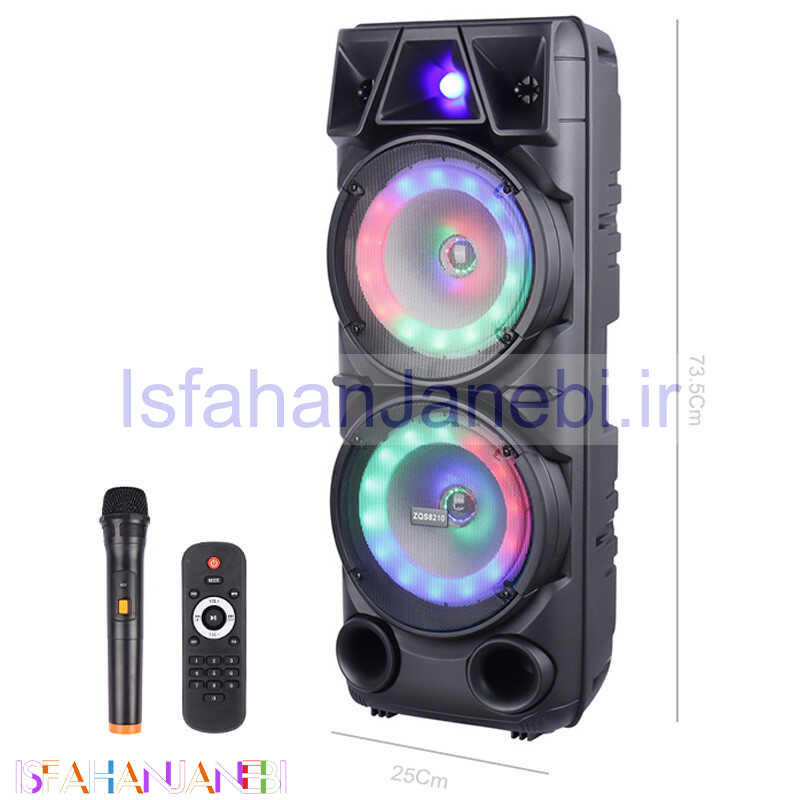 اصفهان جانبی-اسپیکر چمدانی بلوتوثی رم و فلش خور Sing-E ZQS8210 + میکروفون و ریموت کنترل