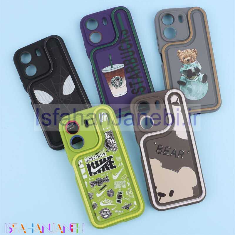 اصفهان جانبی-قاب سولید طرح دار دو رنگ محافظ لنزدار Xiaomi Redmi 13C / Poco C65