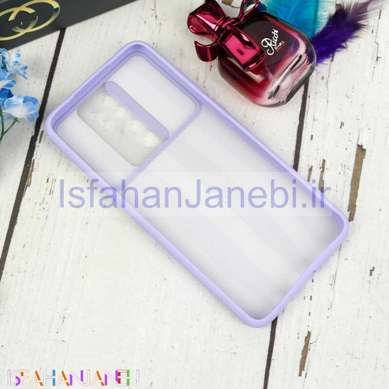 اصفهان جانبی-قاب طرحدار محافظ لنزدار کشویی + پاپ سوکت طرح رنگین کمانی بنفش شیائومی Redmi Note 8 Pro سری C