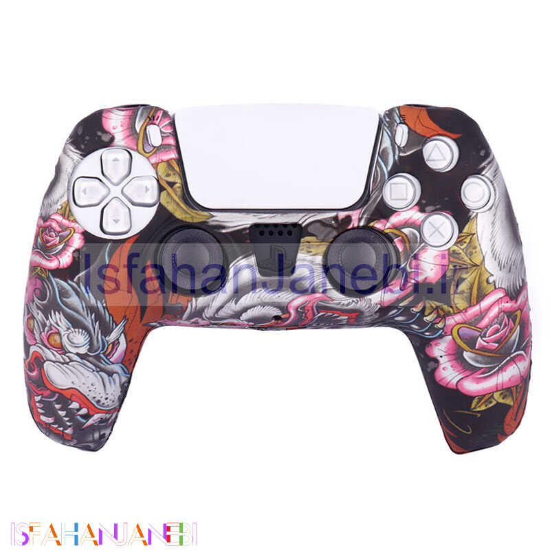 اصفهان جانبی-روکش دسته بازی PS5 طرح گل زمینه مشکی