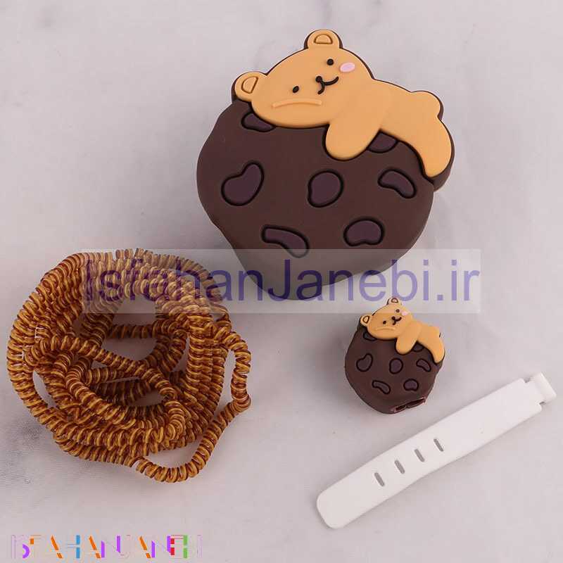 اصفهان جانبی-ست محافظ کابل و کلگی شارژر سیلیکونی آیفون طرح کوکی و خرس