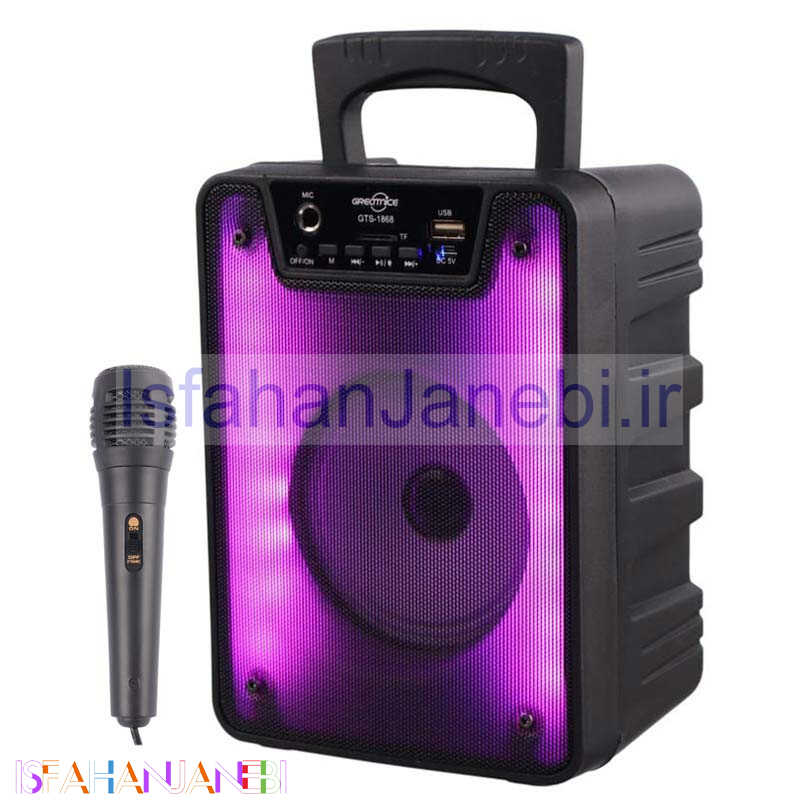 اصفهان جانبی-اسپیکر بلوتوثی رم و فلش خور Greatnice GTS-1868 + میکروفون