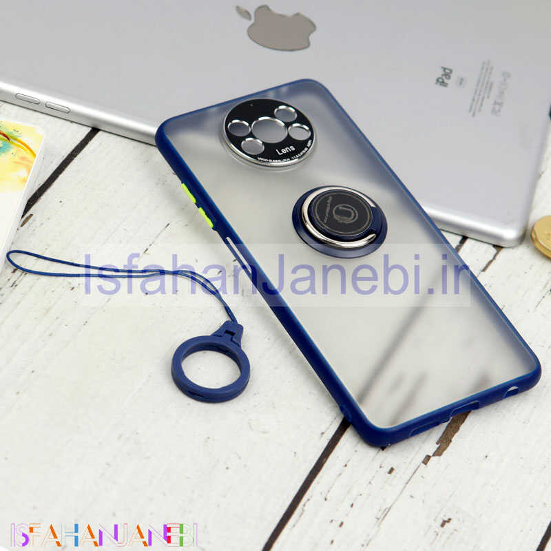 اصفهان جانبی-قاب مات محافظ لنزدار فلزی + هولدر و آویز حلقه ای Xiaomi Poco X3