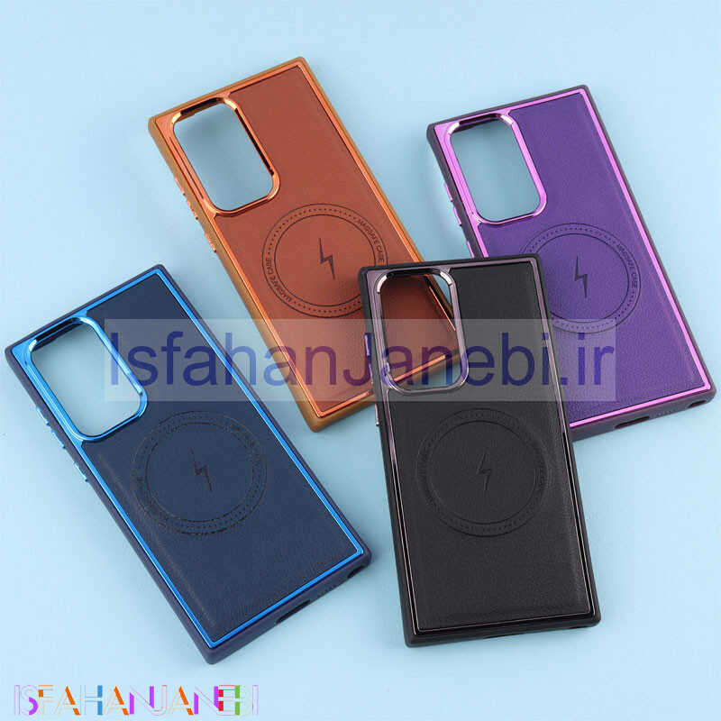 اصفهان جانبی-قاب چرمی مگ سیف سامسونگ Galaxy S23 Ultra متال ایرون