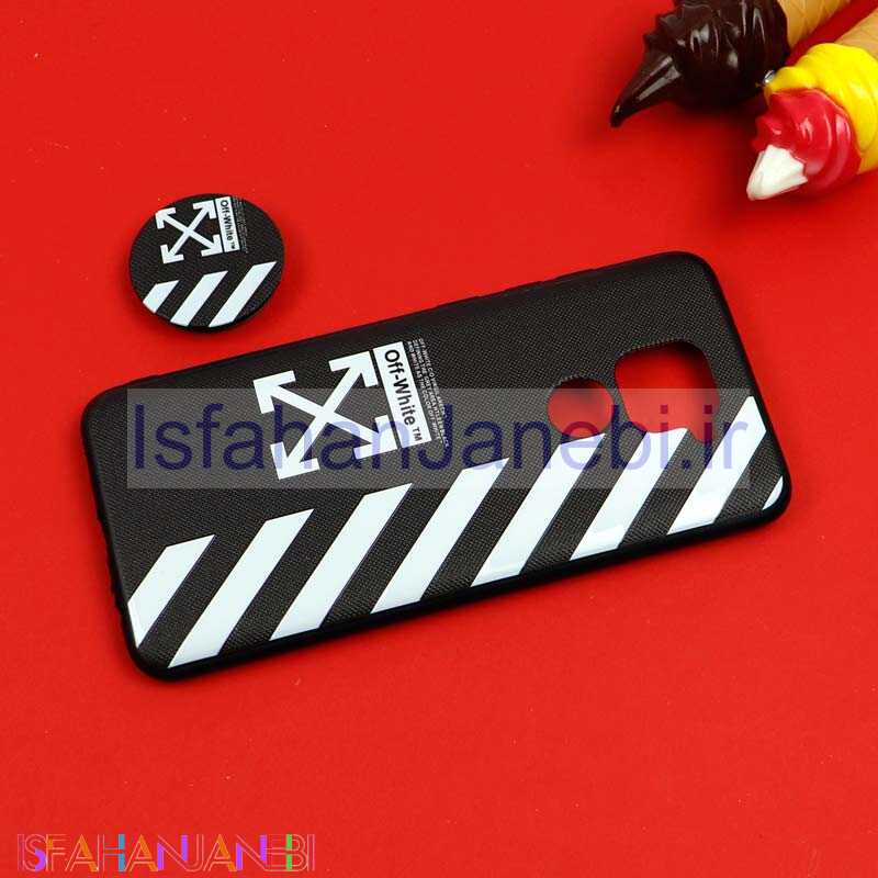اصفهان جانبی-قاب فانتزی برجسته + پاپ سوکت طرح Off White شیائومی Redmi Note 9 سری D