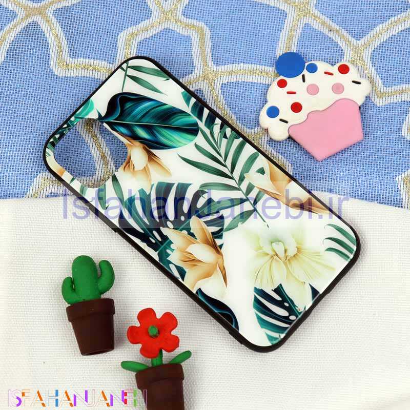 اصفهان جانبی-قاب پشت گلسی طرح برگ iPhone 11 Pro Max