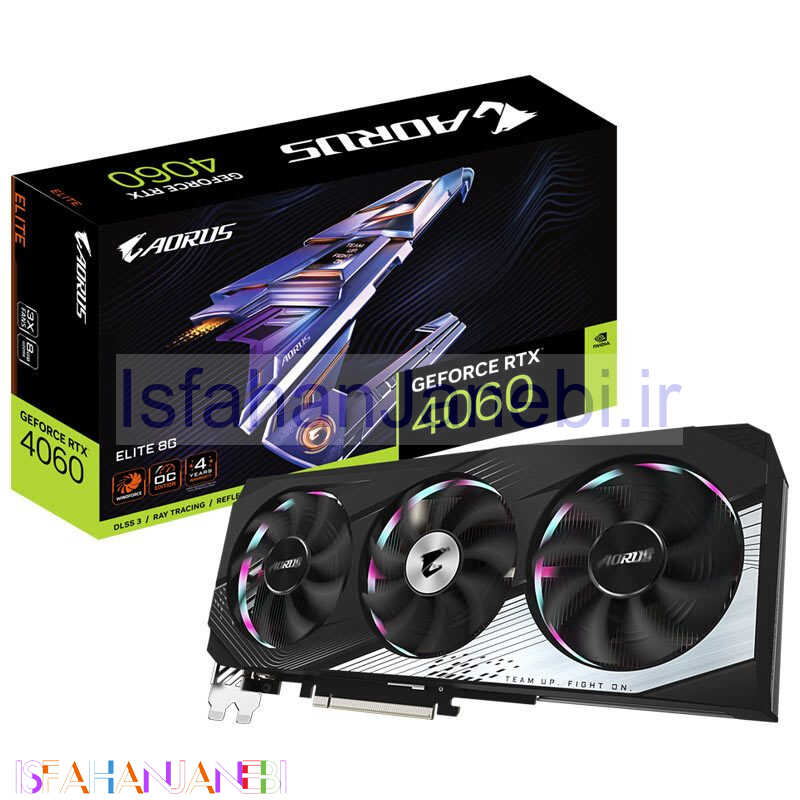 اصفهان جانبی-کارت گرافیک Gigabyte AORUS GeForce RTX4060 ELITE 8GB GDDR6 128Bit