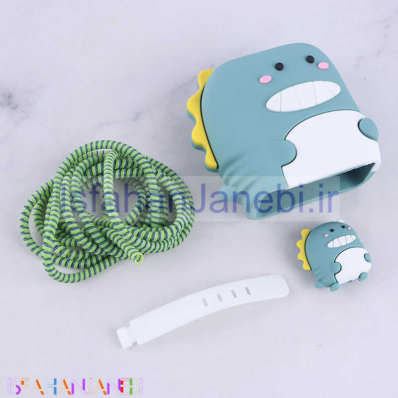 اصفهان جانبی-ست محافظ کابل و کلگی شارژر شیائومی طرح دایناسور سبز