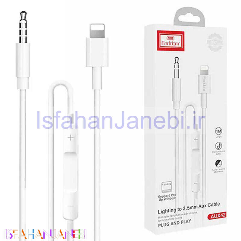 اصفهان جانبی-کابل تبدیل Lightning به AUX ارلدام ET-AUX42 طول 1 متر