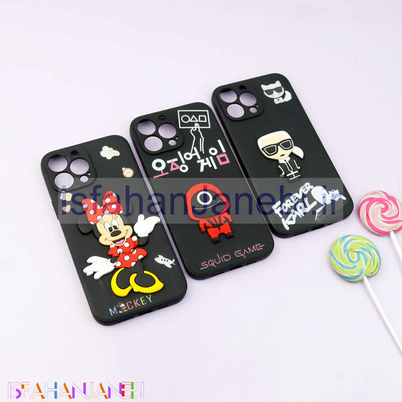 اصفهان جانبی-قاب سیلیکونی طرح برجسته محافظ لنزدار iPhone 13 Pro Max