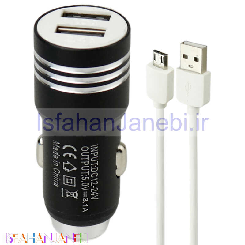 اصفهان جانبی-شارژر فندکی فست شارژ Universal Unipha A 3.1A + کابل میکرو یو اس بی