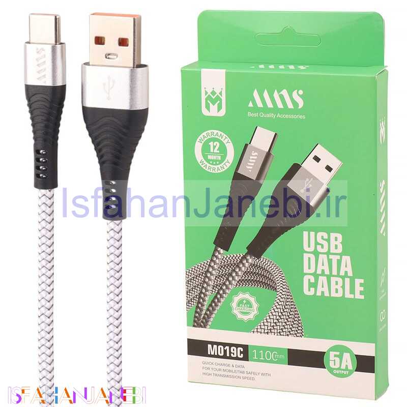 اصفهان جانبی-کابل تایپ سی فست شارژ MNS M019C 5A 1.1m