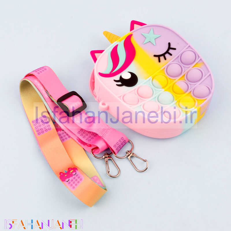 اصفهان جانبی-کیف هندزفری سیلیکونی بند دار پاپیتی تک شاخ آبرنگی