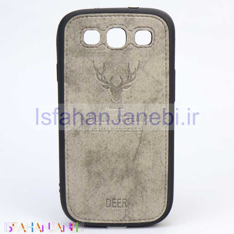 اصفهان جانبی-قاب چرمی طرح گوزن Samsung S3 طوسی
