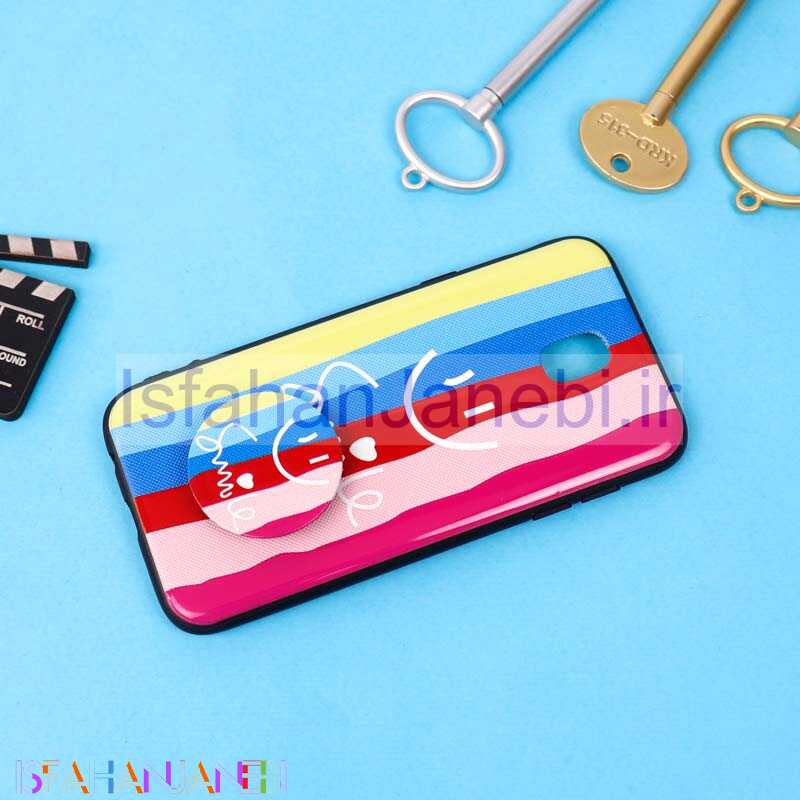 اصفهان جانبی-قاب فانتزی برجسته + پاپ سوکت طرح رنگین کمان سامسونگ J5 Pro سری D