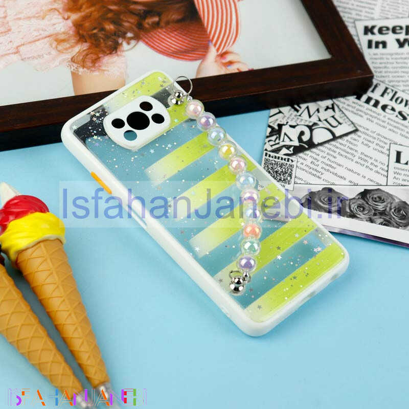 اصفهان جانبی-قاب فانتزی بند مرواریدی محافظ لنزدار Xiaomi Poco X3