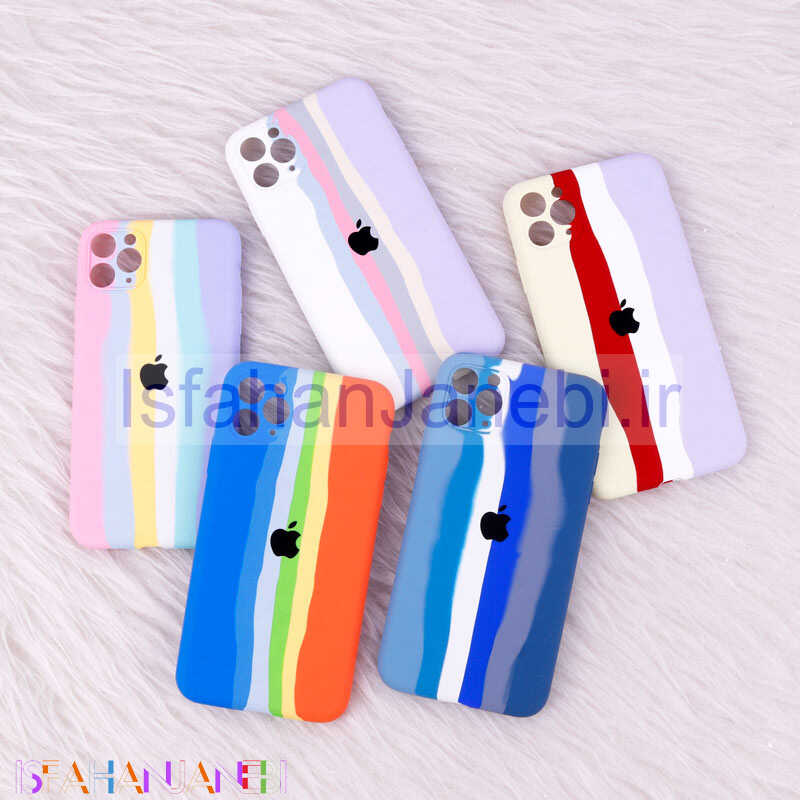 اصفهان جانبی-قاب سیلیکونی اورجینال رنگین کمانی محافظ لنزدار iPhone 11 Pro Max