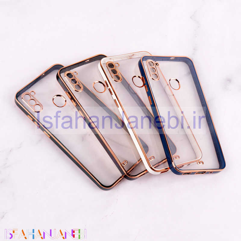 اصفهان جانبی-قاب Chrome دور طلایی محافظ لنزدار Samsung Galaxy A11