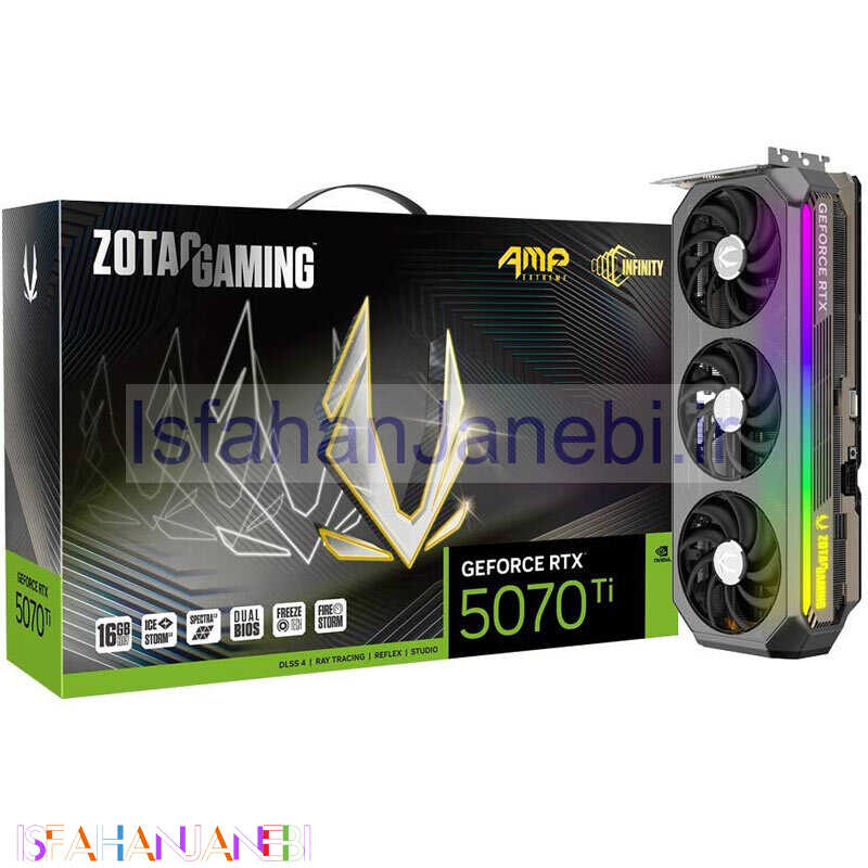 اصفهان جانبی-کارت گرافیک Zotac Gaming GeForce RTX 5070 Ti AMP Extreme INFINITY 16GB GDDR7 256Bit
