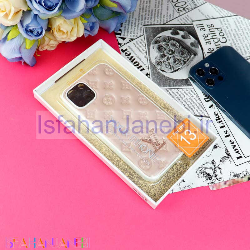 اصفهان جانبی-قاب چرمی LV محافظ لنزدار iPhone 13