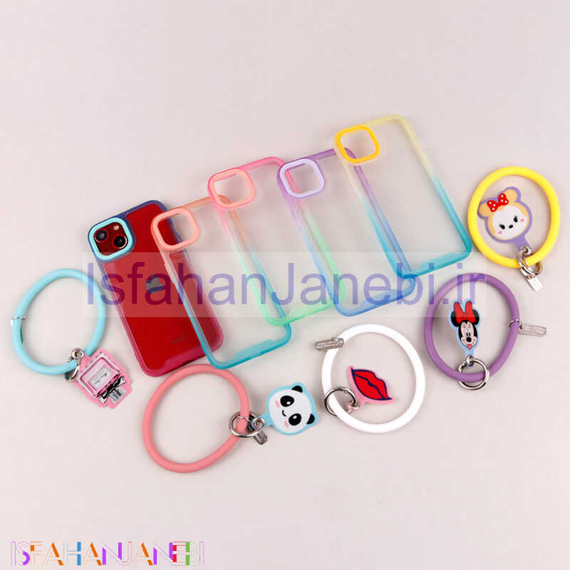 اصفهان جانبی-قاب PC شفاف دو رنگ + بند آویز iPhone 13