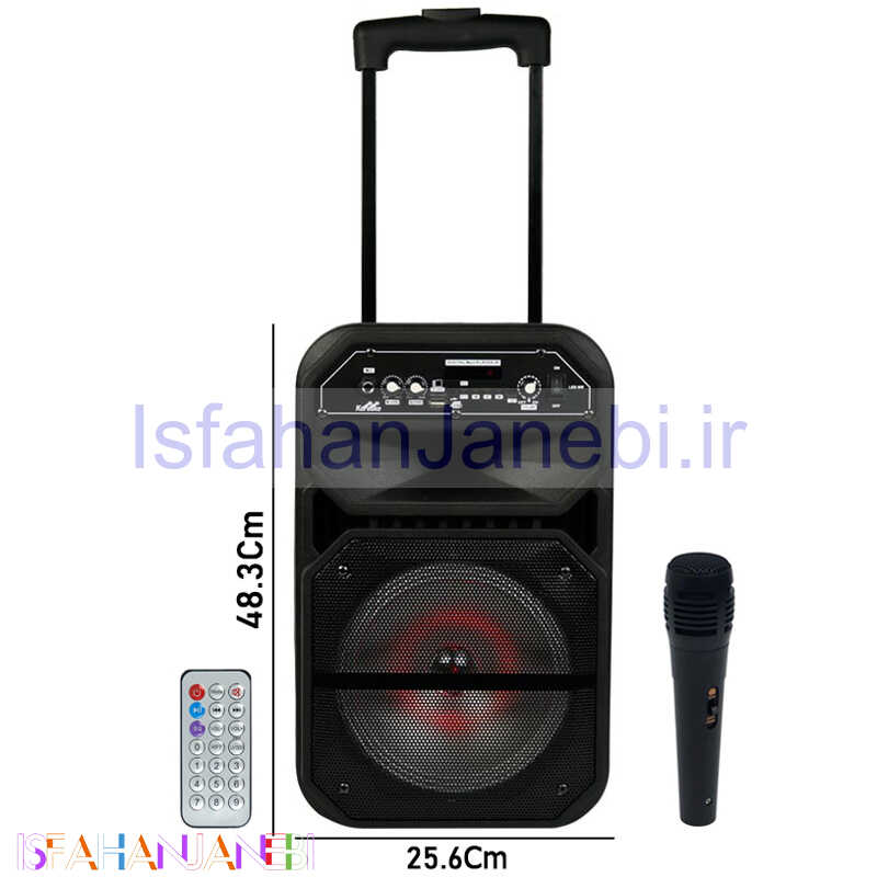 اصفهان جانبی-اسپیکر چمدانی بلوتوثی رم و فلش خور W-6009 + میکروفون و ریموت کنترل