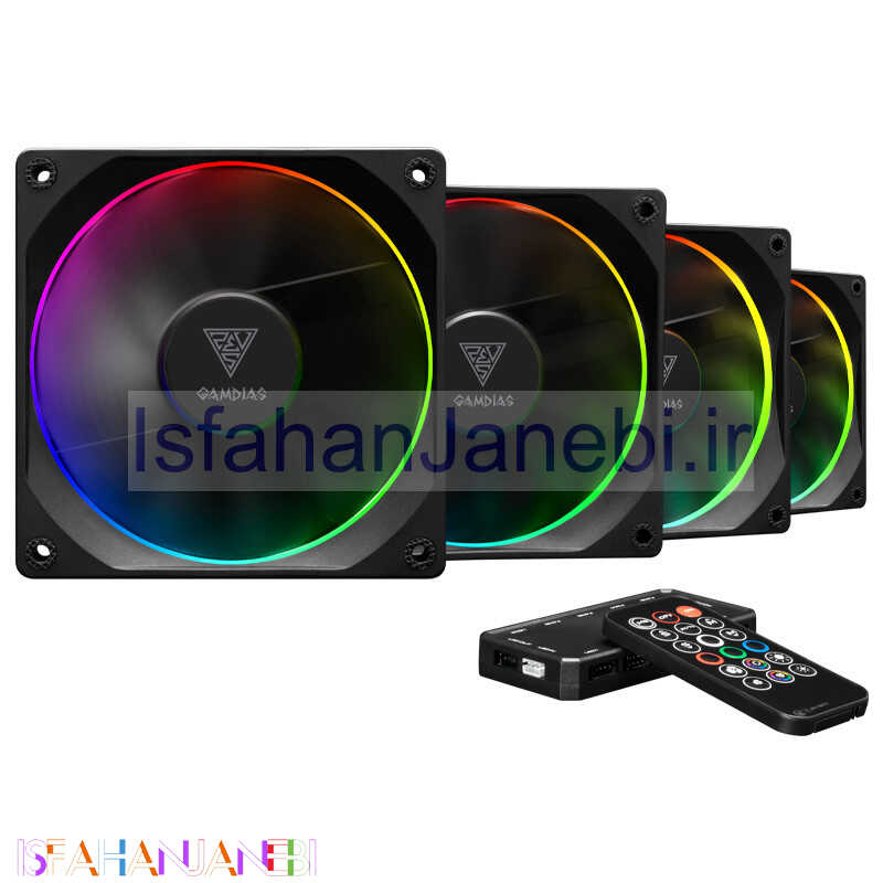 اصفهان جانبی-فن کیس گیم دیاس Gamdias Aeolus M3-1204R ARGB 12*12 بسته 4 عددی