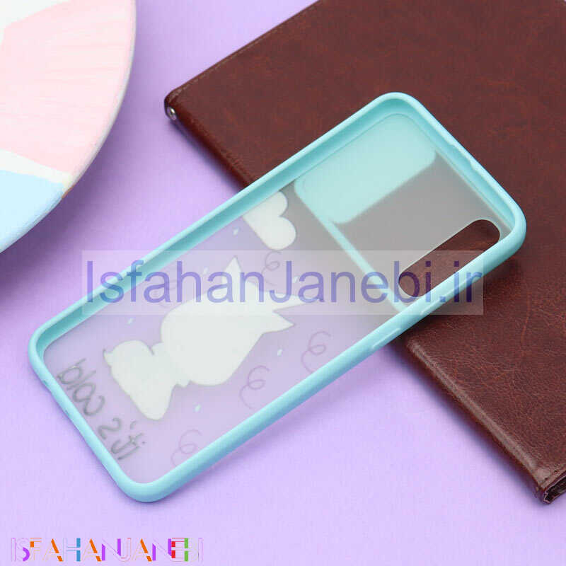 اصفهان جانبی-قاب محافظ لنز دار کشویی طرحدار سبزآبی Samsung A30s / A50s
