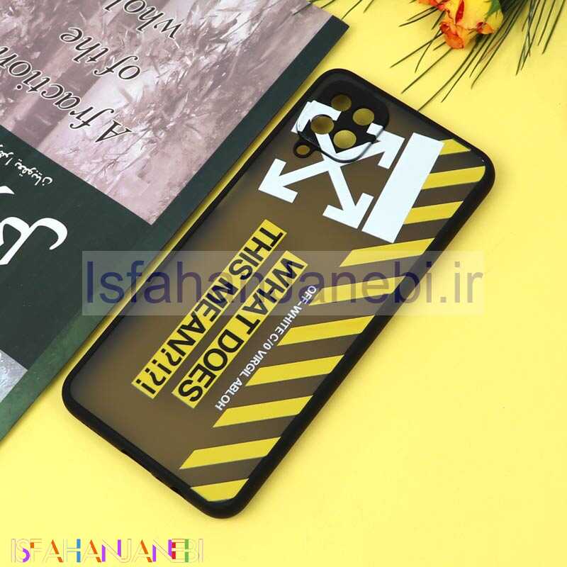 اصفهان جانبی-قاب PC مات محافظ لنزدار طرحدار Off White سامسونگ A12