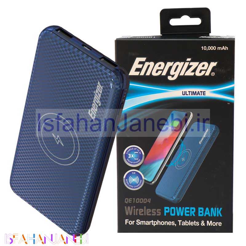 اصفهان جانبی-پاور بانک بی سیم 10000 انرجایزر Energizer QE10004 آبی