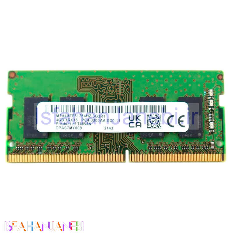 اصفهان جانبی-رم لپ تاپ Micron MTA4ATF51264HZ-3G2R1 DDR4 4GB 3200MHz CL22 استوک