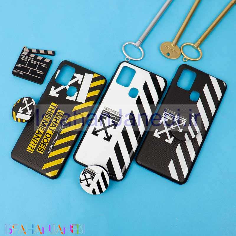 اصفهان جانبی-قاب فانتزی برجسته + پاپ سوکت طرح Off White سامسونگ A21s سری D
