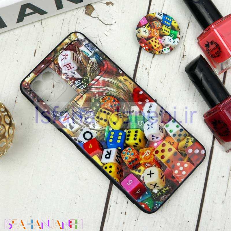 اصفهان جانبی-قاب طرحدار محافظ لنزدار کشویی + پاپ سوکت طرح تاس سامسونگ A22 4G سری B