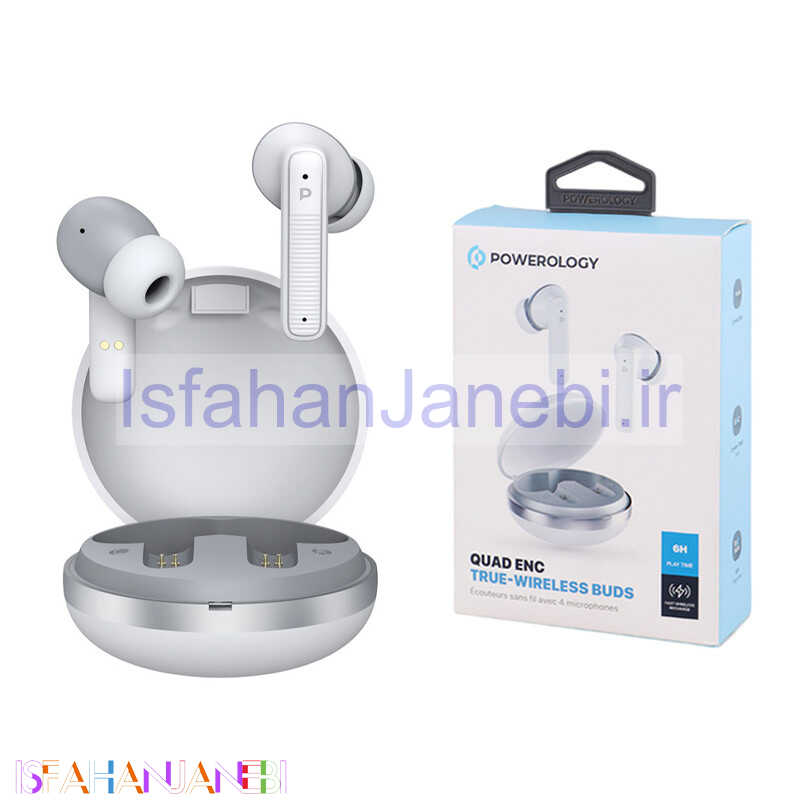 اصفهان جانبی-هندزفری بلوتوث دوتایی Powerology Quad Enc PWLAU006 TWS