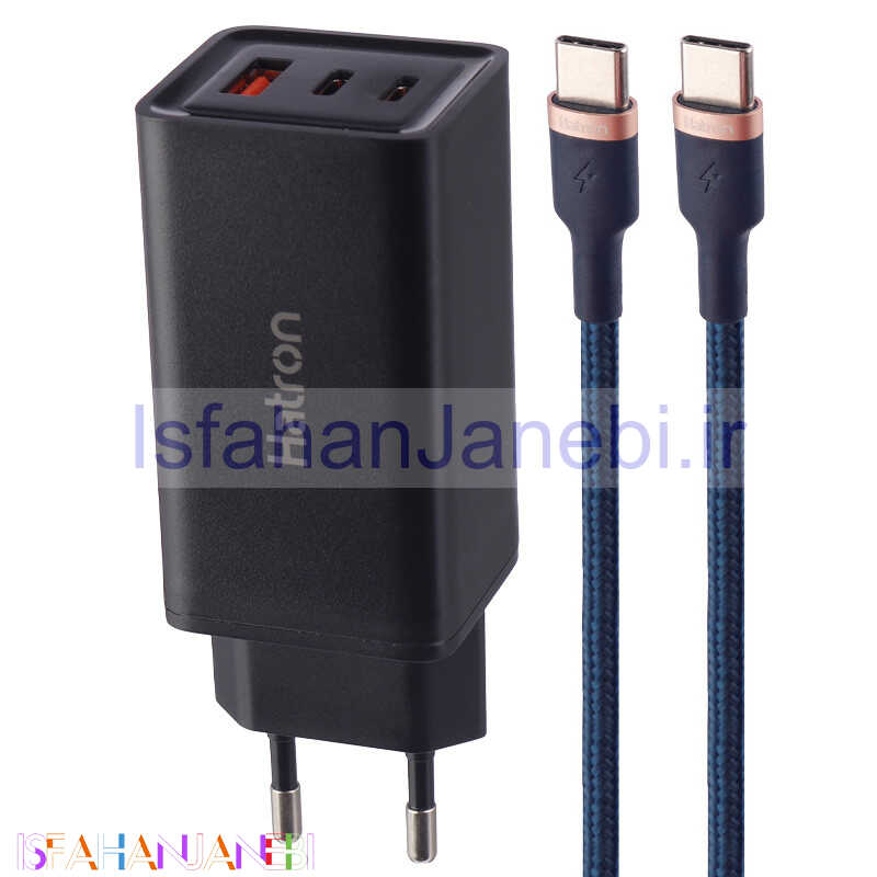 اصفهان جانبی-شارژر دیواری فست شارژ Hatron HWC3651PQ 3Port QC3.0 PD 3.25A 65W + کابل تبدیل تایپ سی