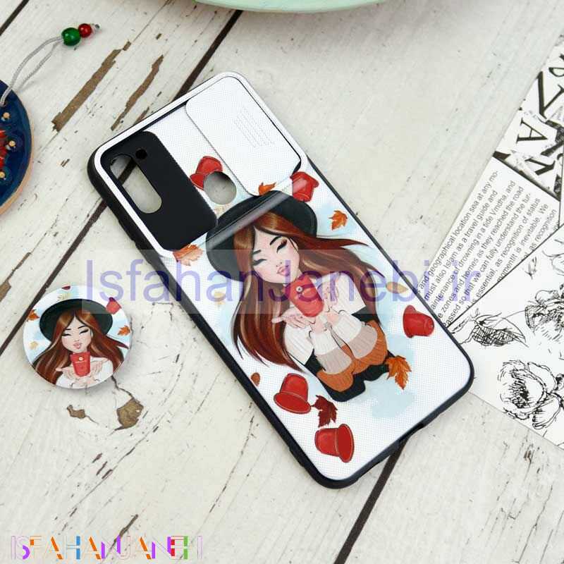 اصفهان جانبی-قاب طرحدار محافظ لنزدار کشویی + پاپ سوکت Samsung Galaxy A11 سری D