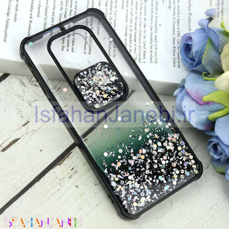 اصفهان جانبی-قاب محافظ لنزدار کشویی اکلیلی شفاف Xiaomi Redmi Note 9s مشکی