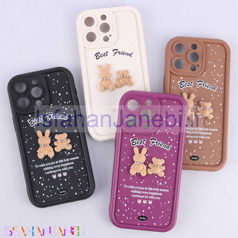 اصفهان جانبی-قاب سولید کیس عروسکی پشمالو محافظ لنزدار iPhone 15 Pro Max