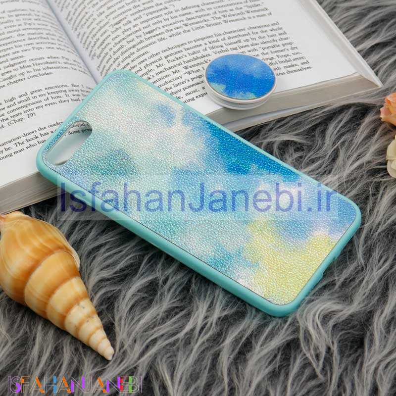 اصفهان جانبی-قاب چرمی هولوگرامی پاپ سوکت دار iPhone 7 Plus / 8 Plus سبز آبی