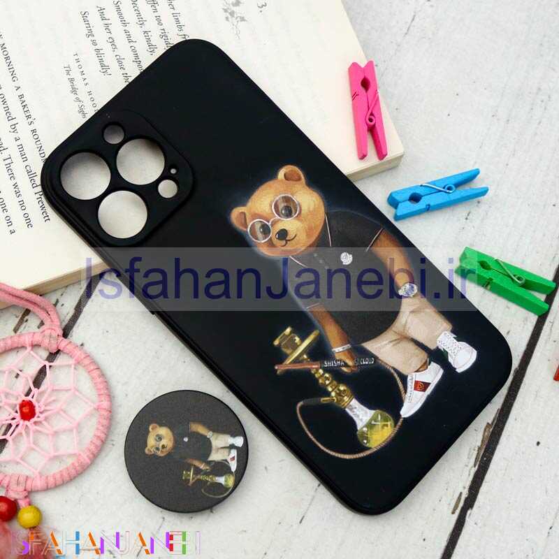 اصفهان جانبی-قاب سیلیکونی مشکی طرح Baron + پاپ سوکت iPhone 13 Pro Max