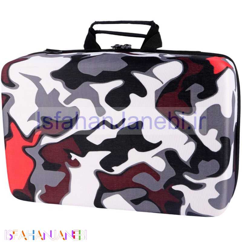 اصفهان جانبی-کیف کنسول بازی PS5 Slim طرح چریکی طوسی سفید قرمز