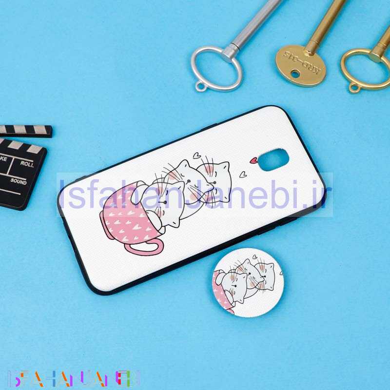 اصفهان جانبی-قاب فانتزی برجسته + پاپ سوکت طرح گربه سامسونگ J5 Pro سری D